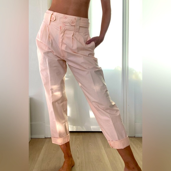 VINTAGE pristine cotton convertible V-back 80’s peach colour pants size M - Picture 1 of 13